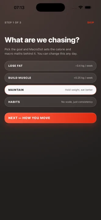Macrodot app screen